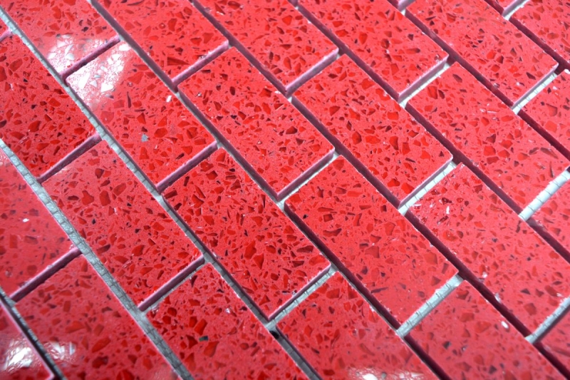 Motif main Mosaïque Carrelage Quartz Composite Pierre artificielle Brick Artificial rouge MOS46-ASMB4_m