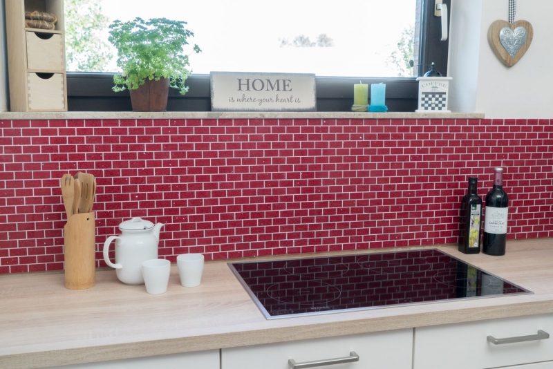 Motif main Mosaïque Carrelage Quartz Composite Pierre artificielle Brick Artificial rouge MOS46-ASMB4_m