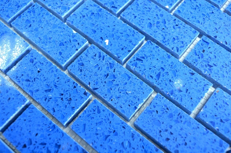 Motif main Mosaïque fond de cuisine Quartz Composite Pierre artificielle Brick Artificial bleu MOS46-ASMB5_m