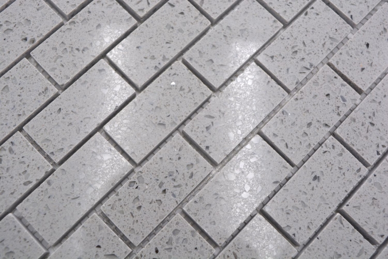 Motif à main Mosaïque Carrelage Quartz Composite Pierre artificielle Brick Artifical gris MOS46-0204_m