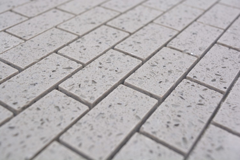 Motif à main Mosaïque Carrelage Quartz Composite Pierre artificielle Brick Artifical gris MOS46-0204_m