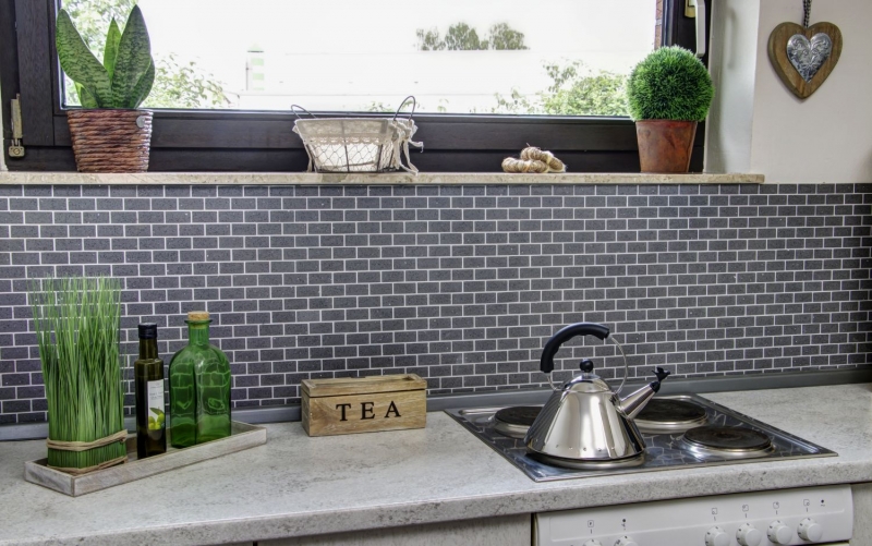 Motif à main Mosaïque Carrelage Quartz Composite Pierre artificielle Brick Artifical gris MOS46-0204_m