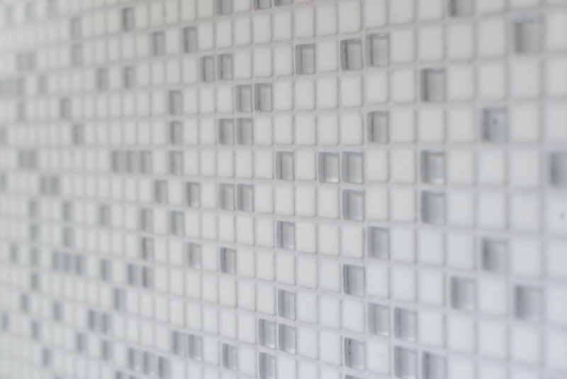 Échantillon manuel de mosaïque ECO Recycling GLAS Enamel blanc mat verre MOS140-07W_m