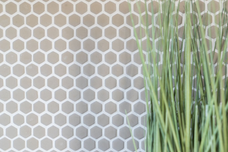 Échantillon manuel de mosaïque ECO Recycling GLAS Hexagon Enamel cream mat MOS140-HX13C_m