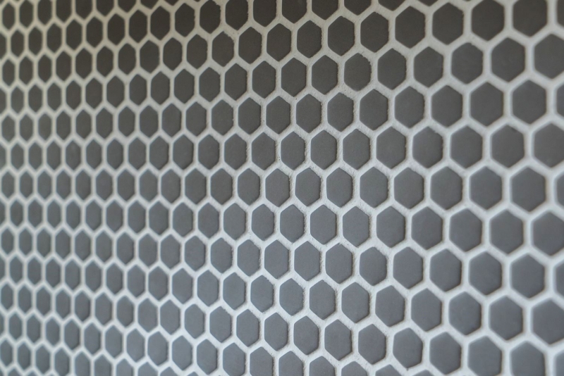 Échantillon manuel de mosaïque ECO Recycling GLAS Hexagon Enamel gris-brun mat MOS140-HX15G_m
