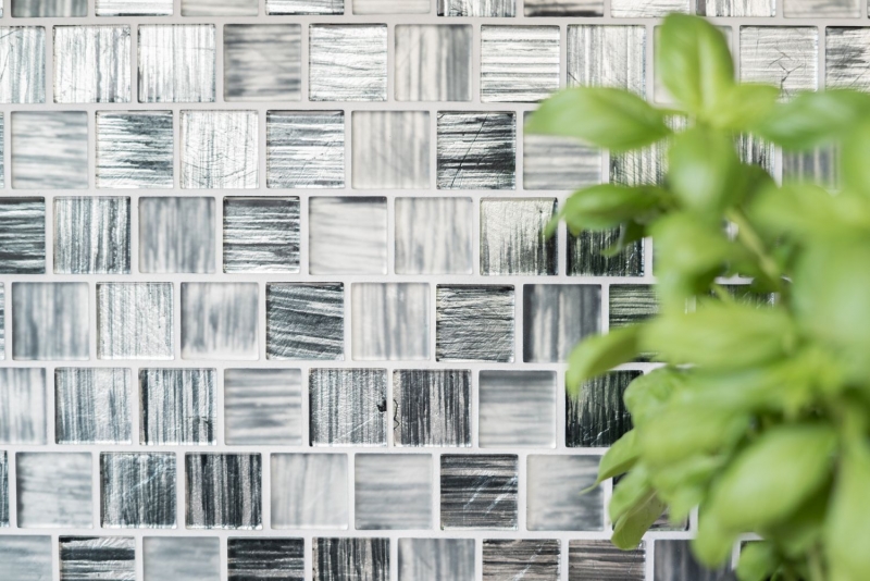Motif manuel Carreau de mosaïque translucide Mosaïque de verre Crystal structure noir clair givré MOS68-CF41_m