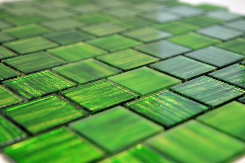 Motif manuel Carreau de mosaïque translucide en verre Crystal structure vert clair givré MOS68-CF43_m