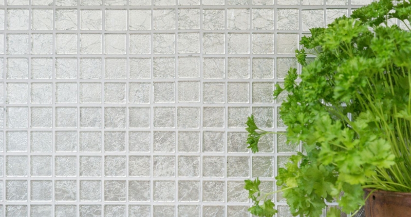 Motif manuel Carreau de mosaïque de verre translucide Crystal argent structure BAD WC cuisine MUR MOS68-4SB11_m