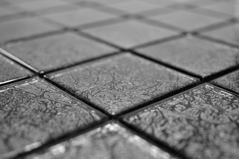 Motif manuel Carreau de mosaïque de verre translucide Crystal noir structure MOS126-CM4BL22_m