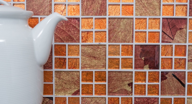 Motif manuel Carreau de mosaïque translucide Combinaison de mosaïque de verre Crystal Sunrise orange MOS88-8SRO_m