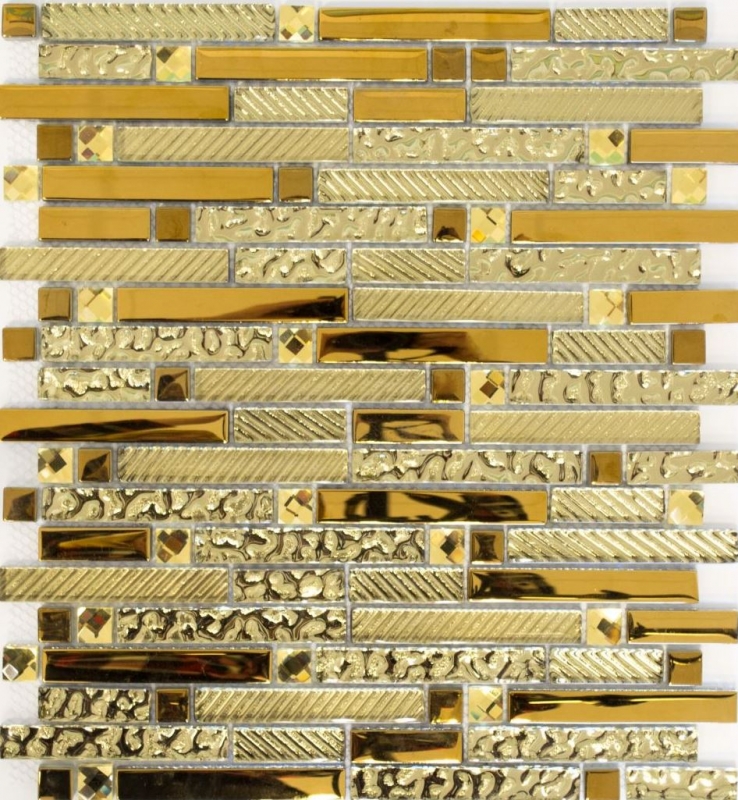 Motif à main Carreau de mosaïque composite translucide Mosaïque de verre Crystal EP or verre MOS86-0107_m