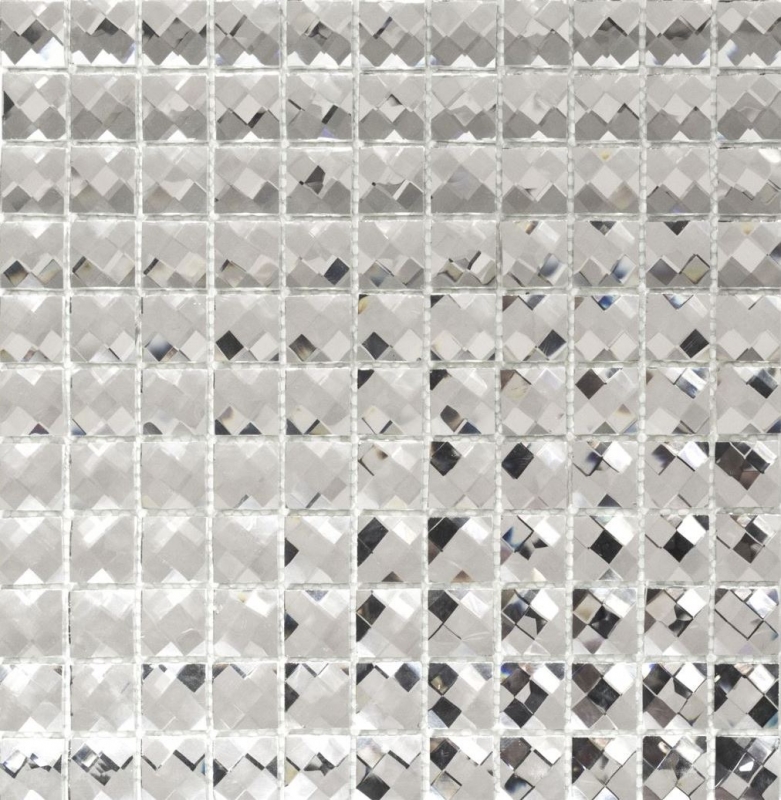 Motif à main Carreau de mosaïque Translucide cristal Mosaïque de verre Crystal scintillant argent MOS130-0208_m