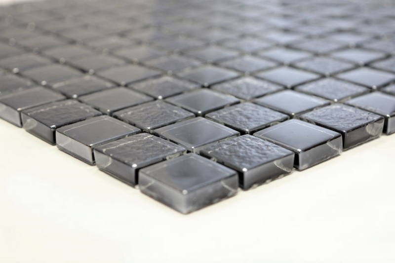Motif main Carreau de mosaïque Translucide noir Mosaïque de verre Crystal Lüster noir MOS88-8LU89_m