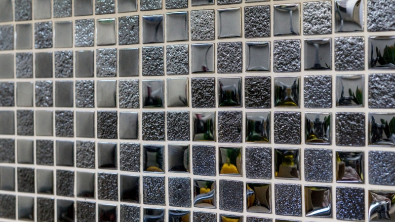 Motif main Carreau de mosaïque Translucide noir Mosaïque de verre Crystal Lüster noir MOS88-8LU89_m