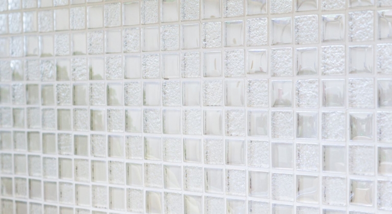 Motif manuel Carreau de mosaïque Translucide blanc Mosaïque de verre Crystal Lüster blanc MOS88-8LU90_m