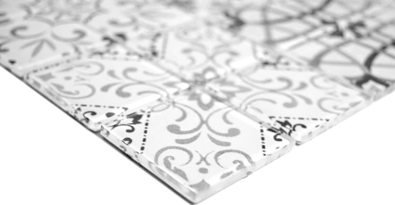 Motif à main Retro Vintage Carreau de mosaïque Translucide gris Mosaïque de verre Crystal GERMANY MOS68-Retro-G_m