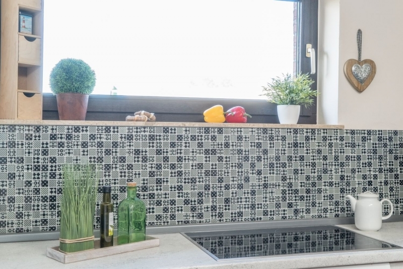 Échantillon manuel Retro Vintage Carreau de mosaïque Translucide blanc Mosaïque de verre Crystal optique noir MOS88-8OP5_m