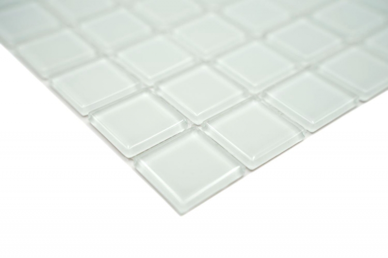 Motif manuel Carreau de mosaïque translucide blanc avec nuance de vert Mosaïque de verre Crystal BAD WC MOS60-0102_m