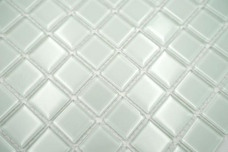 Échantillon manuel Carreau de mosaïque translucide blanc Mosaïque de verre Crystal blanc mat givré MOS60-0111_m