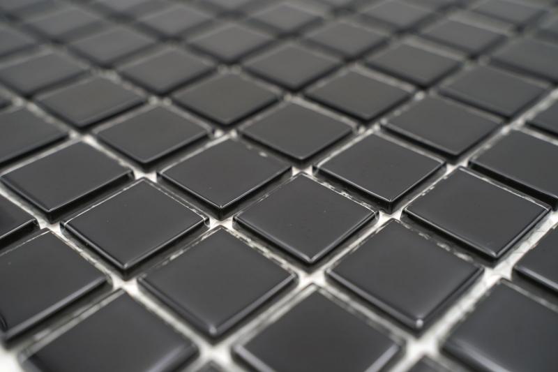 Échantillon manuel Carreau de mosaïque Translucide noir Mosaïque de verre Crystal noir MOS60-0304_m