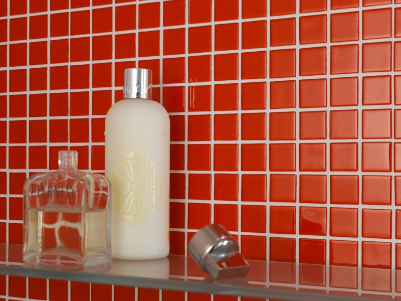 Motif manuel Carreau de mosaïque Translucide rouge Mosaïque de verre Crystal rouge BAD WC cuisine MUR MOS60-0904_m