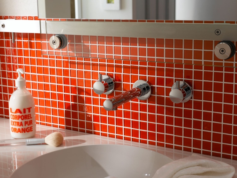 Motif manuel Carreau de mosaïque Translucide rouge Mosaïque de verre Crystal rouge BAD WC cuisine MUR MOS60-0904_m