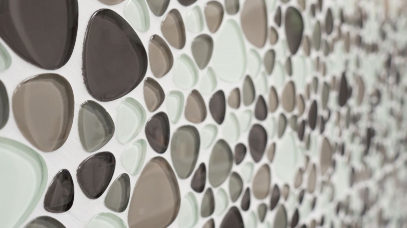 Échantillon manuel Carreau de mosaïque Translucide beige marron Galet Mosaïque de verre Crystal clair beige marron MOS94-PG66_m