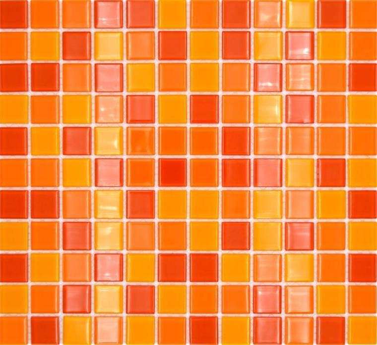 Échantillon manuel Carreau de mosaïque translucide jaune orange rouge Mosaïque de verre Crystal jaune orange rouge MOS62-0802_m