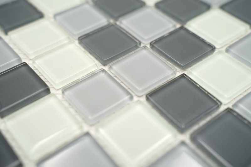 Motif main Carreau de mosaïque Translucide gris Mosaïque de verre Crystal gris SALLE DE BAINS WC CUISINE MUR MOS62-0204_m