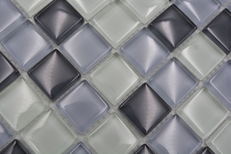Motif main Carreau de mosaïque Translucide gris Mosaïque de verre Crystal gris SALLE DE BAINS WC CUISINE MUR MOS72-0204_m