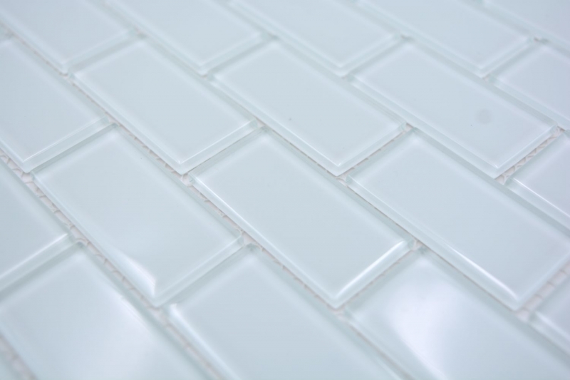 Motif à main Carreau de mosaïque Translucide blanc Brick Mosaïque de verre Crystal blanc SALLE DE BAINS WC CUISINE MUR MOS66-0102_m