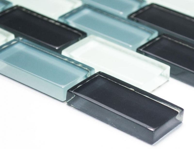 Motif manuel Carreau de mosaïque gris translucide Brick Mosaïque de verre Crystal gris MOS76-0204_m