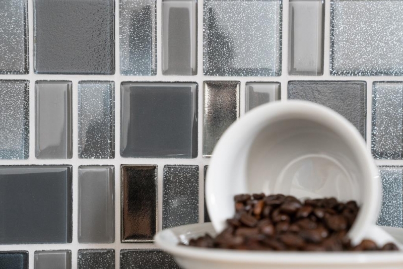 Motif manuel Carreau de mosaïque gris translucide combinaison gris irisé MOS68-0213G_m
