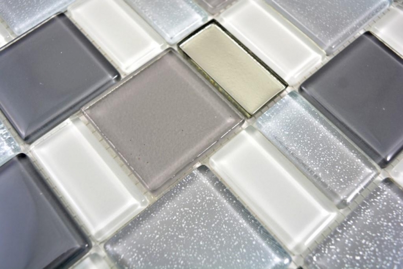 Motif manuel Carreau de mosaïque Translucide fumé Combinaison irisée fumé MOS68-0216F_m