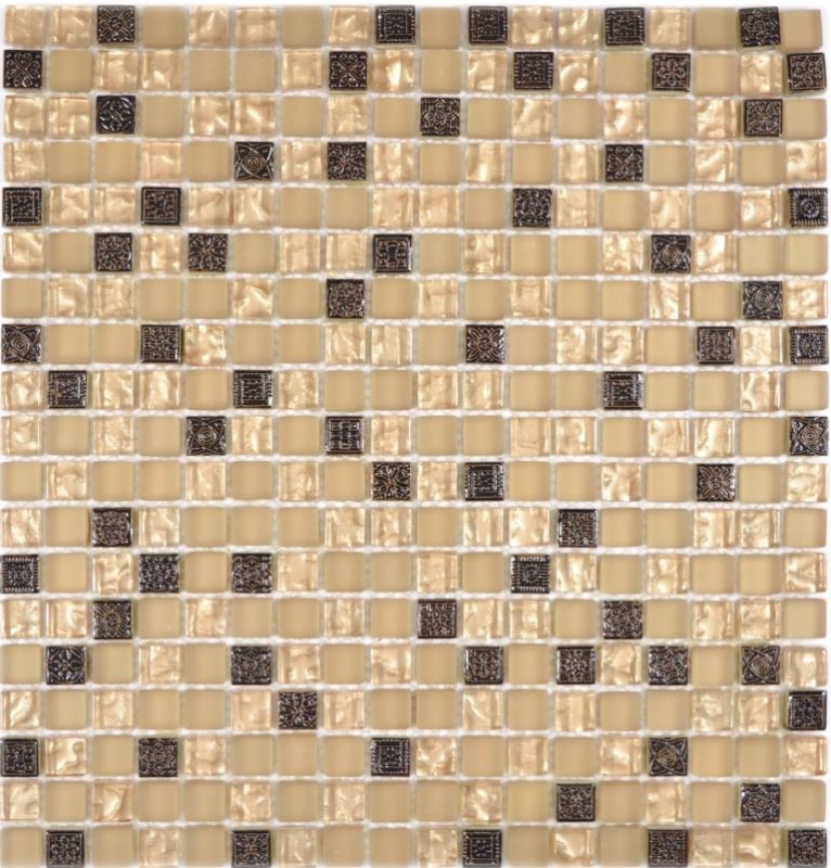 Échantillon manuel Carreau de mosaïque Translucide beige Mosaïque de verre Crystal Resin beige beige mat MOS92-1207_m
