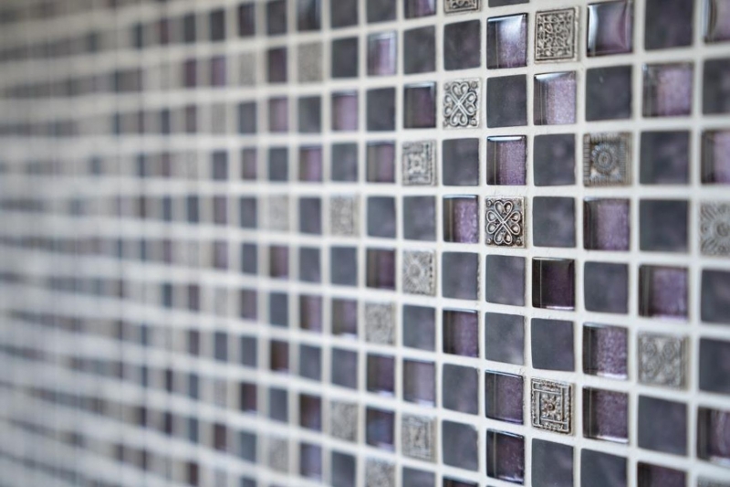 Motif main Carreau de mosaïque translucide lilas Mosaïque de verre Crystal Resin lilas mat BAD WC cuisine MUR MOS92-1107_m