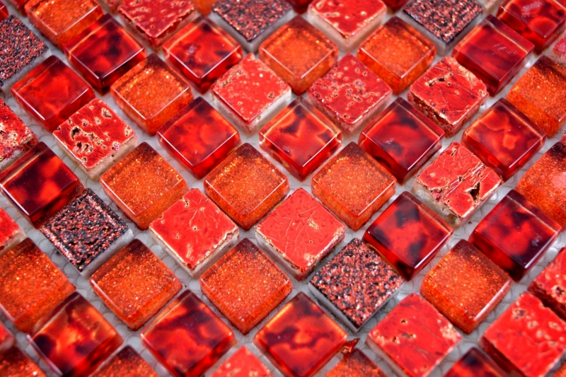 Motif à main Carreau de mosaïque Translucide rouge Mosaïque de verre Crystal Resin rouge BAD WC cuisine MUR MOS92-0904_m