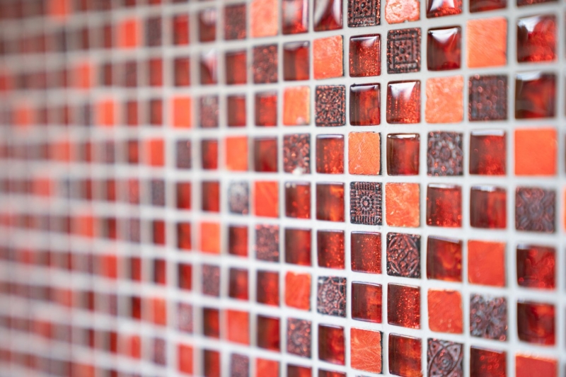 Motif à main Carreau de mosaïque Translucide rouge Mosaïque de verre Crystal Resin rouge BAD WC cuisine MUR MOS92-0904_m