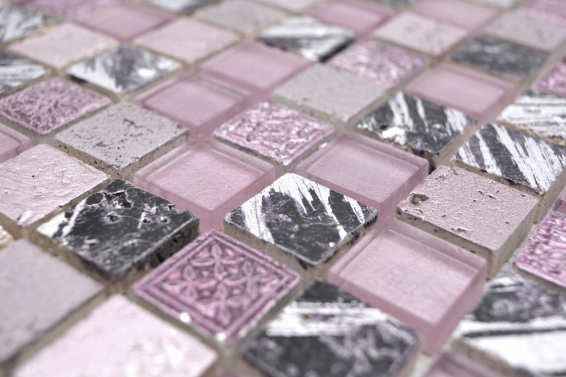 Motif manuel Carreau de mosaïque Translucide rose Mosaïque de verre Crystal Resin rose SALLE DE BAINS WC CUISINE MUR MOS82-1104_m