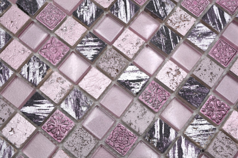 Motif manuel Carreau de mosaïque Translucide rose Mosaïque de verre Crystal Resin rose SALLE DE BAINS WC CUISINE MUR MOS82-1104_m
