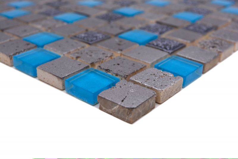Motif manuel Carreau de mosaïque Translucide bleu gris Mosaïque de verre Crystal Resin bleu gris MOS82-0402_m