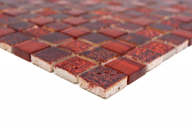 Motif à main Carreau de mosaïque Translucide rouge Mosaïque de verre Crystal Resin rouge SALLE DE BAINS WC CUISINE MUR MOS82-0906_m