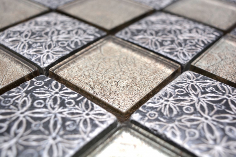 Motif manuel Carreau de mosaïque Translucide champagne noir Mosaïque de verre Crystal Resin Optik MOS78B-0702_m