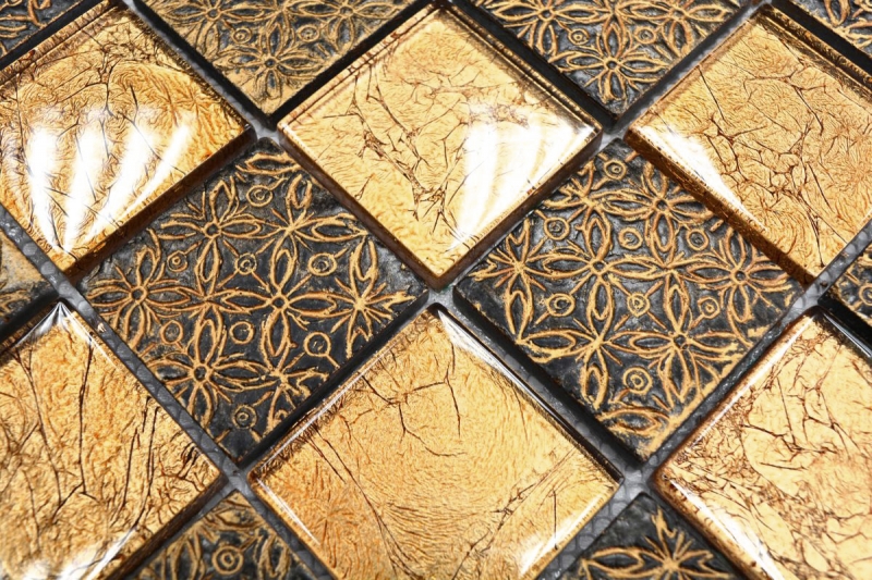 Motif manuel Carreau de mosaïque Translucide or Mosaïque de verre Crystal Resin aspect or MOS88-8OP7_m
