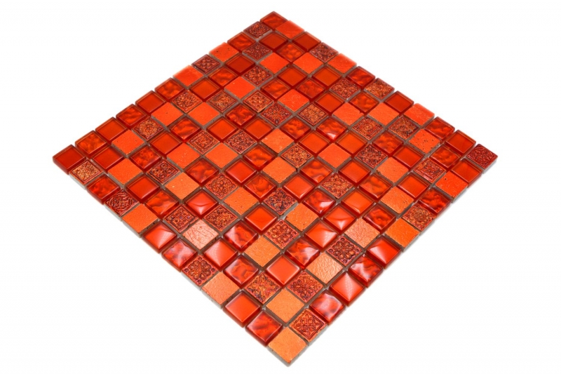 Motif manuel Carreau de mosaïque Translucide rouge Mosaïque de verre Crystal Resin rouge Structure MOS83-CB30_m