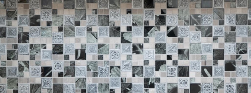 Motif à main Carreau de mosaïque Translucide argenté Combinaison de mosaïque de verre Crystal Resin argenté Ornament MOS88-0280_m