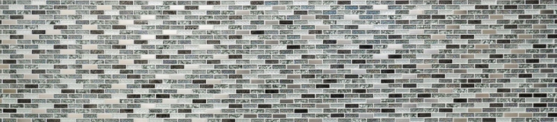 Échantillon manuel Carreau de mosaïque translucide acier inoxydable argent gris noir composite Mosaïque de verre Crystal acier argent gris noir MOS87-IL017_m