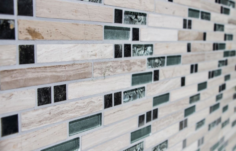 Échantillon manuel Carreau de mosaïque Translucide acier inoxydable blanc bois composite Mosaïque de verre Crystal pierre acier wood white MOS86-0108_m