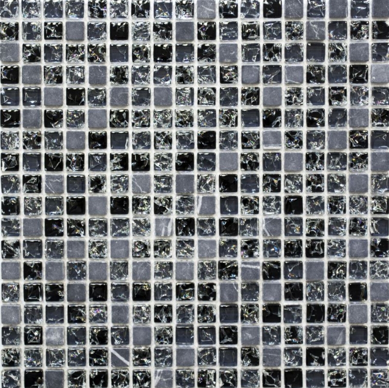 Échantillon manuel Carreau de mosaïque Translucide noir Mosaïque de verre Crystal Pierre noire MOS92-1028_m