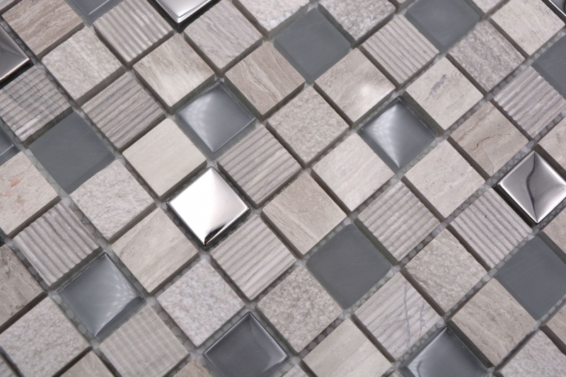 Échantillon manuel Carreau de mosaïque Translucide gris clair argenté Mosaïque de verre Crystal Pierre EP gris clair argenté MOS92-HQ20_m